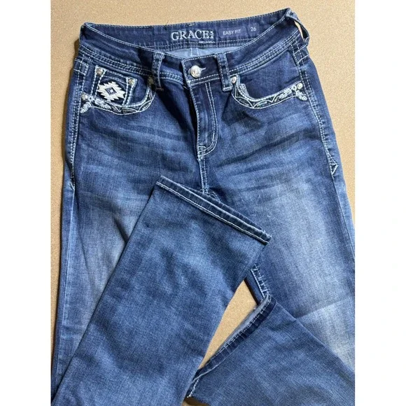 Grace In LA Easy Fit Embellished Dream Catcher Bootcut Jeans Size 26 $120 - Picture 3 of 8